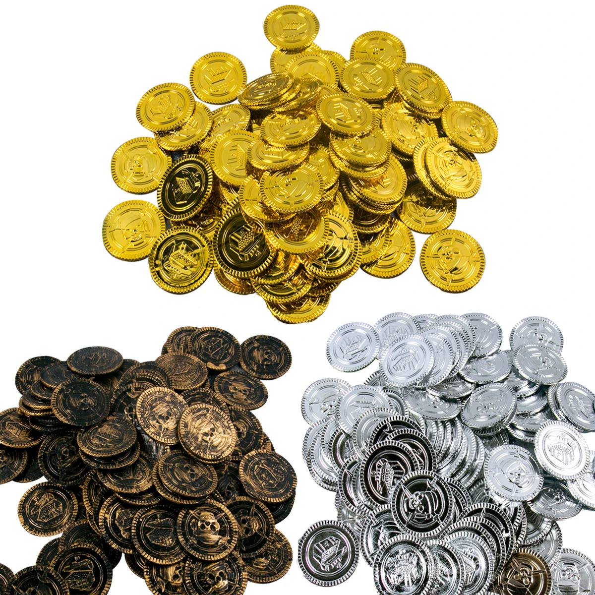 20-60pcs Pirate Coins Halloween plastic fake Game Coin For Kids Gift birthday Party Decoration Treasure Coins Casino Party Favor