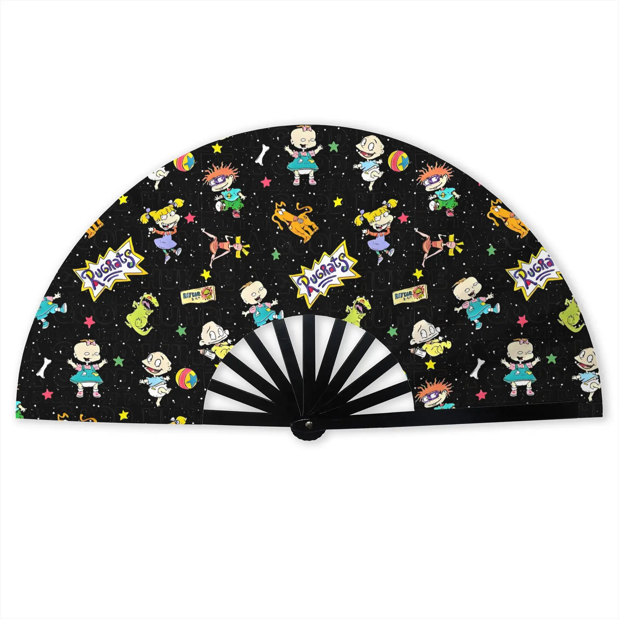 R-Rugrats Cartoon Folding Hand Fan  Polyester Fabric Fan Fashion Summer Accessory Decorative Fans