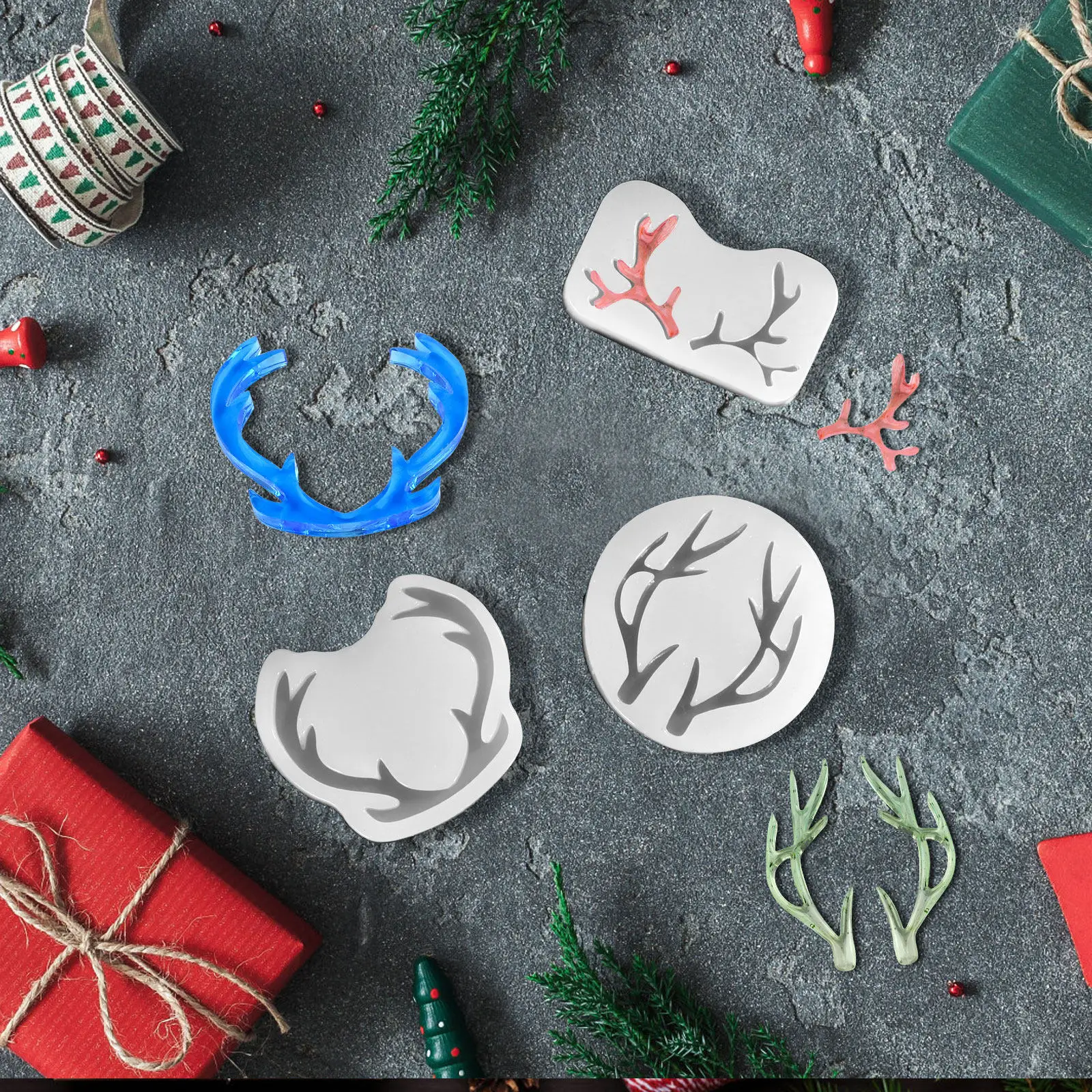 3Pcs Antler Jewelry Making Silicone Mold DIY Epoxy Resin Pendant Keychain Earring Craft Mold for Cake Phone Decoration