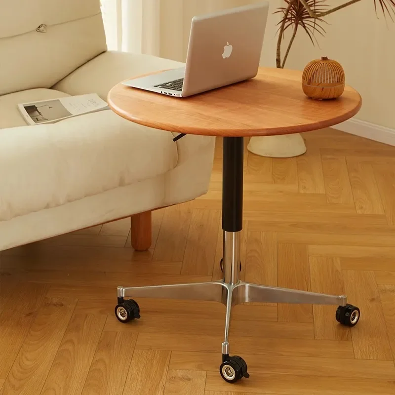 Lifting coffee table Movable sofa side table Simple round rotating small table