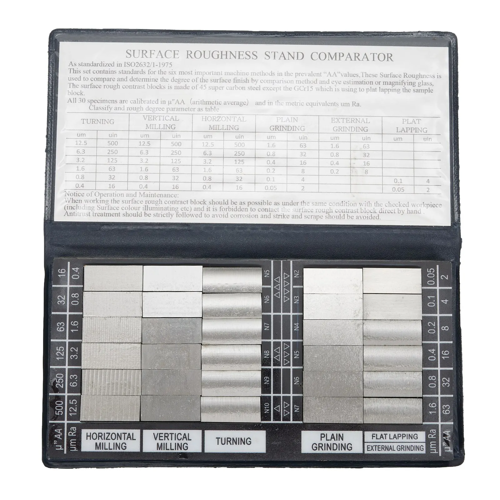 Ra0 05 Roughness Sample Block for Exterior Mechanical Parts with 30 Calibrated Pieces for Accurate Texture Inspection