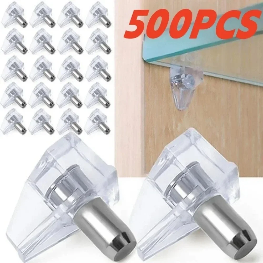 500/200/50/10 個透明棚スタッドペグ金属サポートセパレーター固定キャビネットワードローブ棚ガラスプレートサポートホルダー
