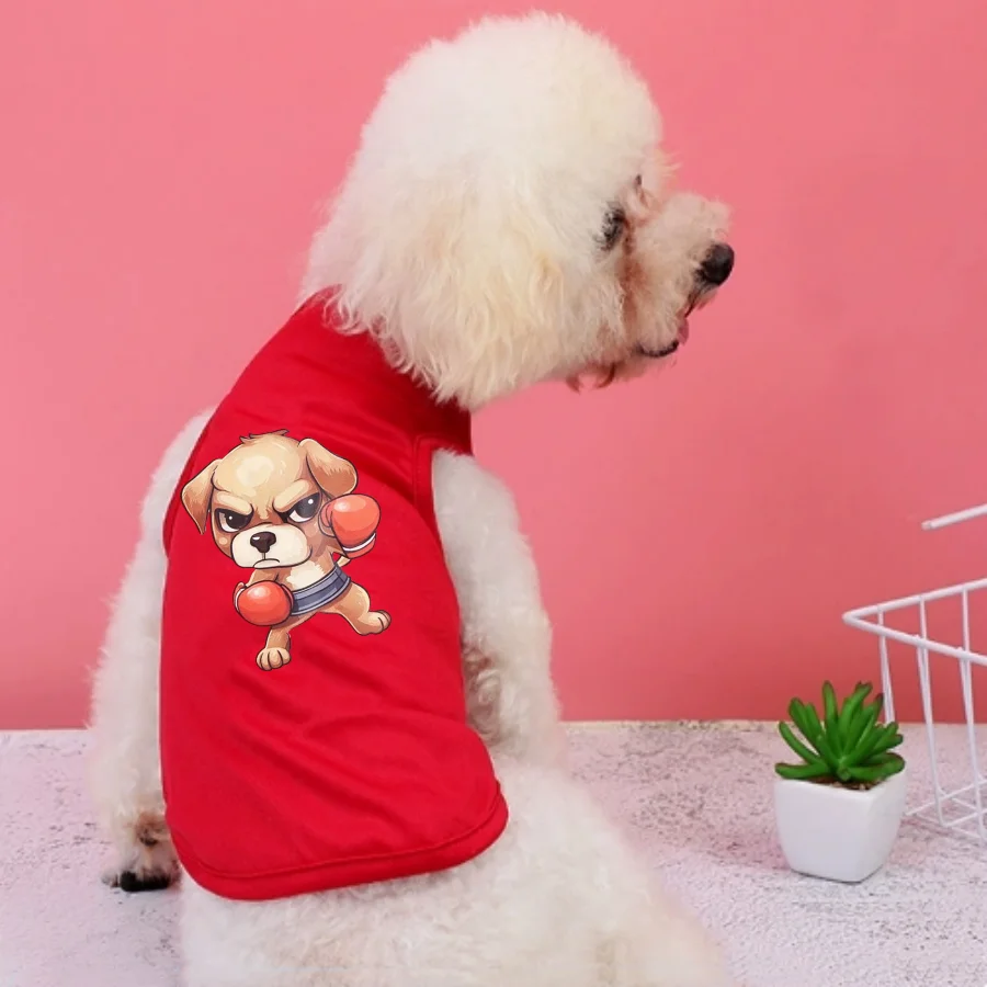 1pc  pet printed vest boxing dog printed pet vest, soft, breathable pullover vest suitable for small and medium-sized pets