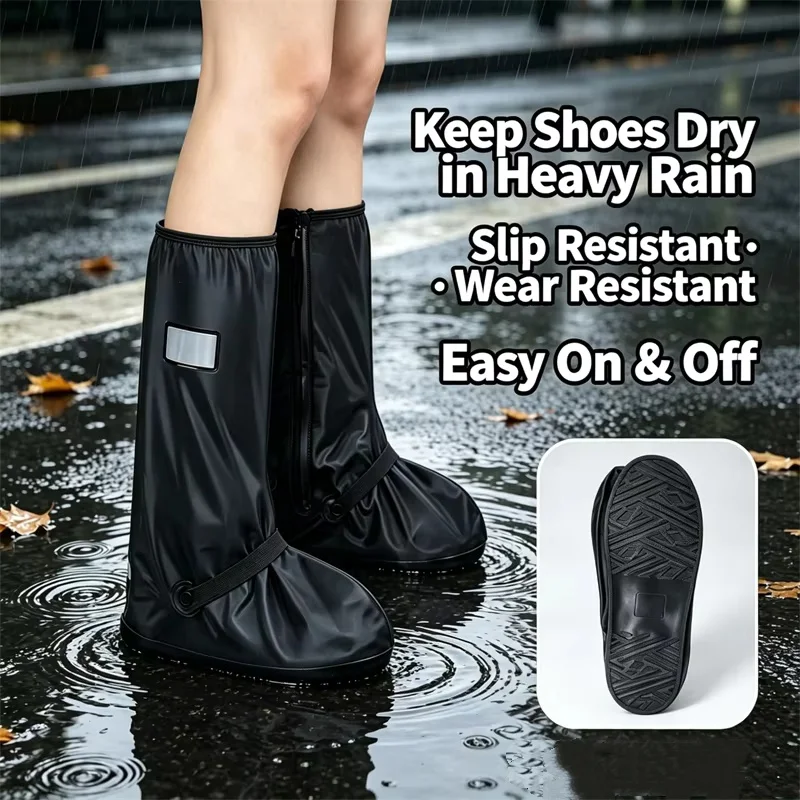 Unisex Anti-Slip Waterproof Rain Boot Shoe Cover High Tube Motorcycle Scooter Dirt Bike Rain Shoes Protectors For Rainy Snowy