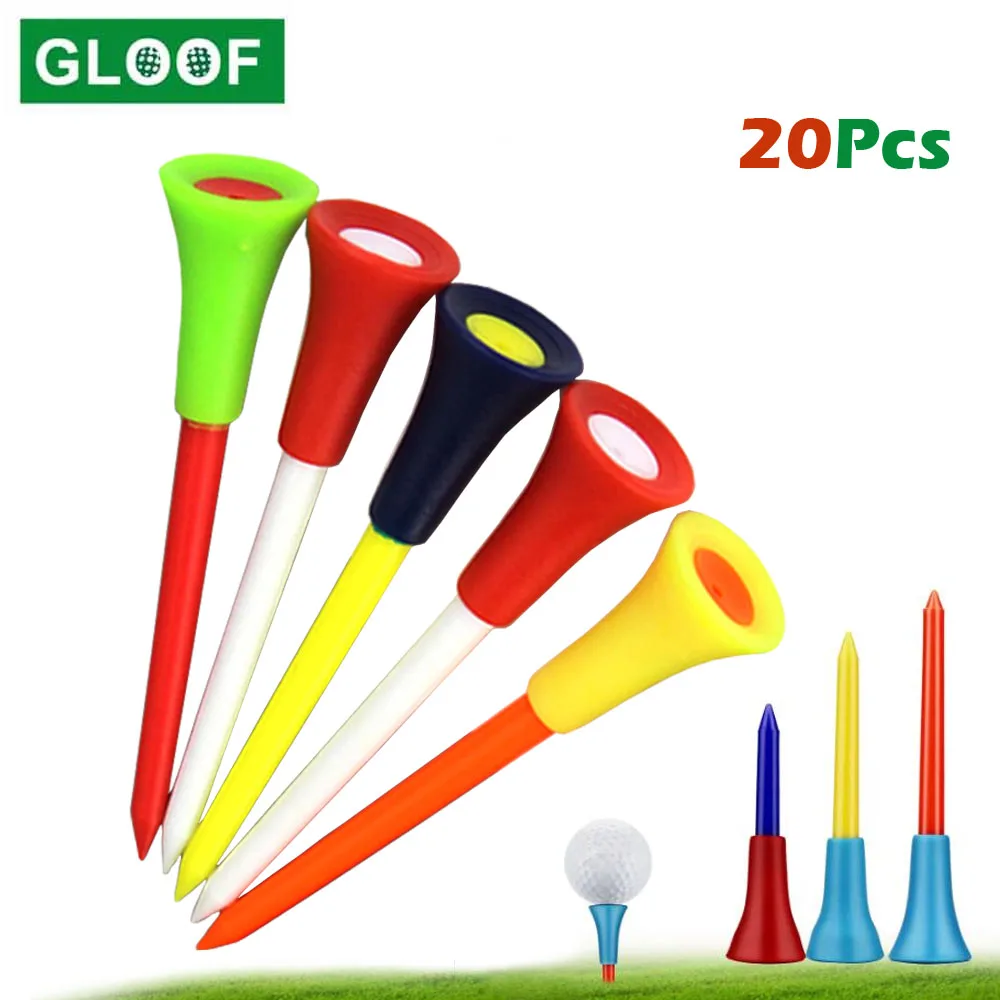 20Pcs/Set Professional Plastic Golf Tees Durable Rubber Cushion Top Golf Tee Golf Accessories 56mm/72mm/83mm