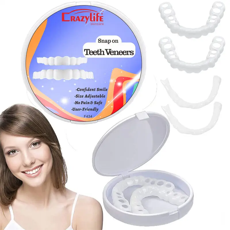 Remarkable Teeth Veneers Fake Tooth Cover Perfect Fit Teeth Snap On Silicone Smile Teeth Dentaduras Flexibles Tool Cosmetic