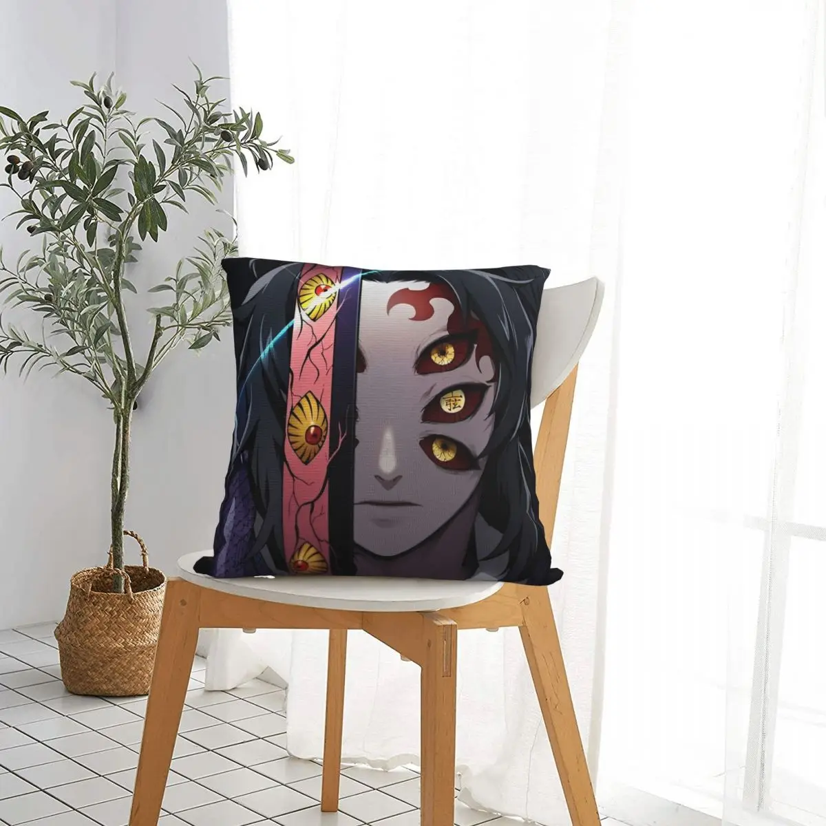 Kokushibo Pillowcase Polyester Cushion Cover Gift Anime Demon Slayer Throw Pillow Case Cover Home Square 45X45cm