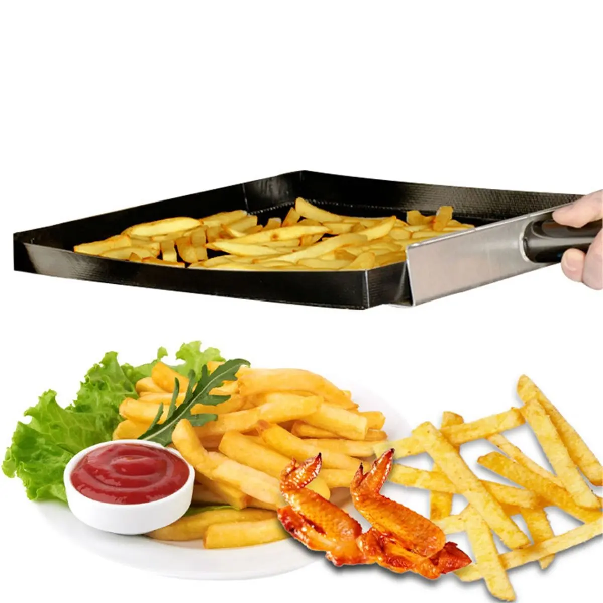 Bread Bakery Mesh Traynon Stick Woven Glass Toaster Basket Speed Oven Baking Tray BBQ Tool