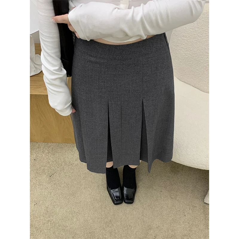 

Юбка Sweetknit Vintage с высокой талией, А-силуэт, осенняя, плиссированная, утягивающая, женская, из смесовой хлопковой ткани