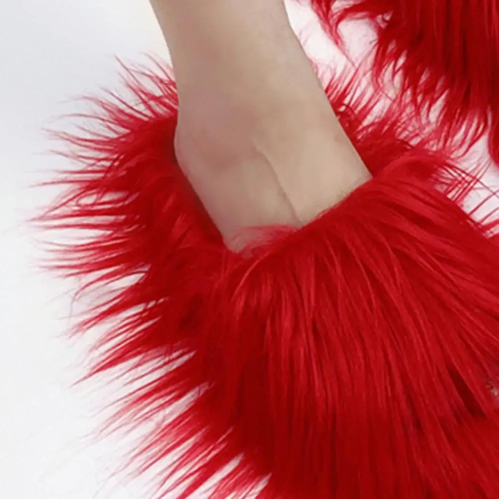Candy Color Slippers Bright Color House Shoes Cozy Fuzzy Slippers for Women Faux Fur Slip-on Slides Warm Fluffy for Winter