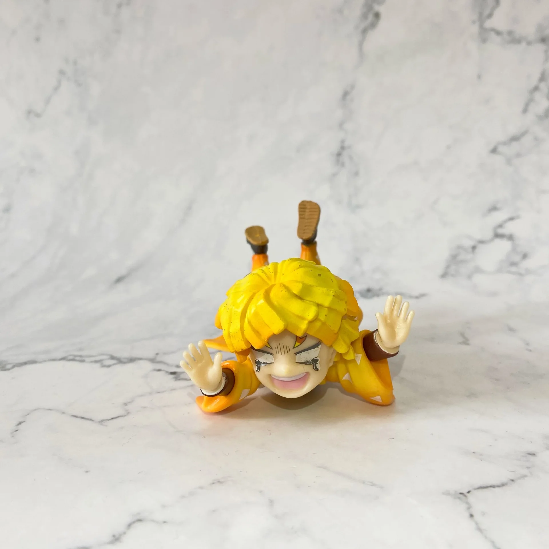 Anime Dämon Slayer Agatsuma Zenitsu Q Version Action Figure PVC Modell Statue Spielzeug puppe auto ornament Schreibtisch Dekor Sammeln Geschenke