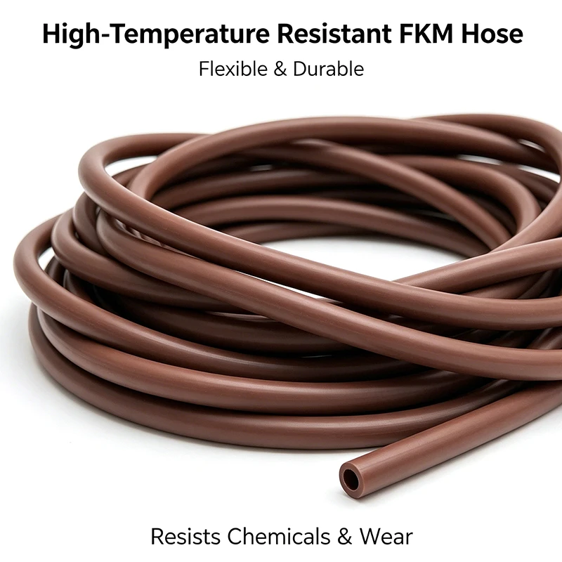 Brown Vitons FKM Rubber Hose ID 2-3-4-6-8-10-14mm High Temp Flexible Tube Oil Acid Alkali Corrosion Resistant Fuel Delivery Pipe