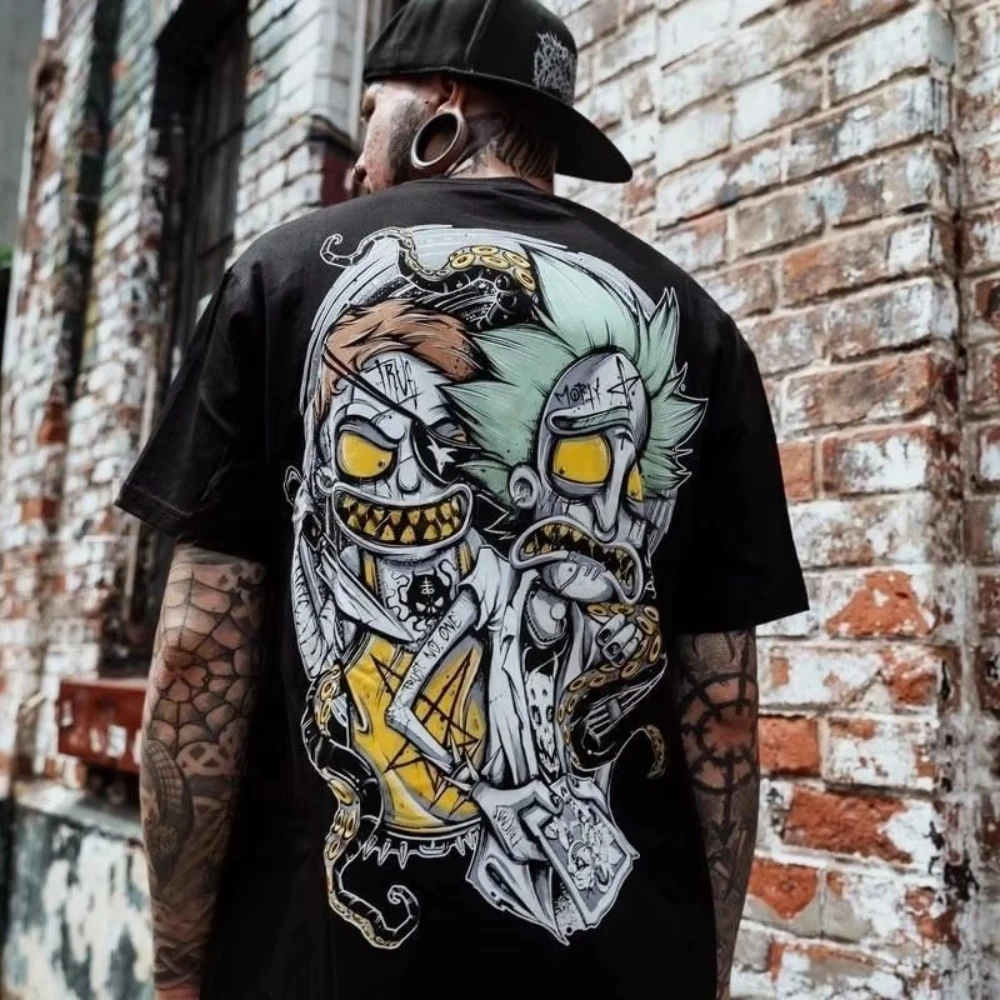 2026 Hit Hip-hop Digital Print Loose Trendy Sub-brand Short-sleeved Casual Shirt
