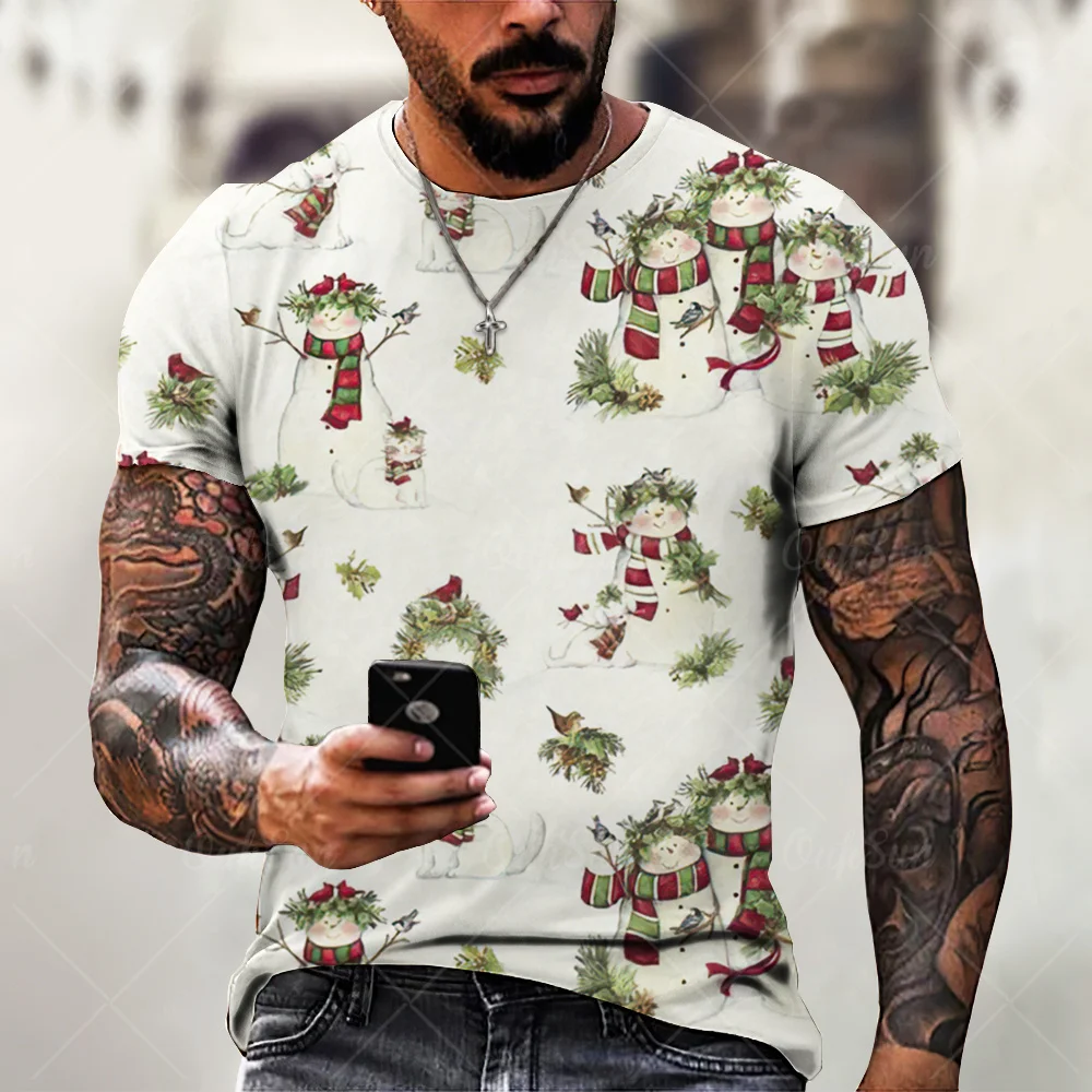 Men's Christmas T Shirts 3d Funny Santa Claus Print Oversized Tops Tee Shirts Summer Holiday Casual O-neck Male Harajuku Clothes