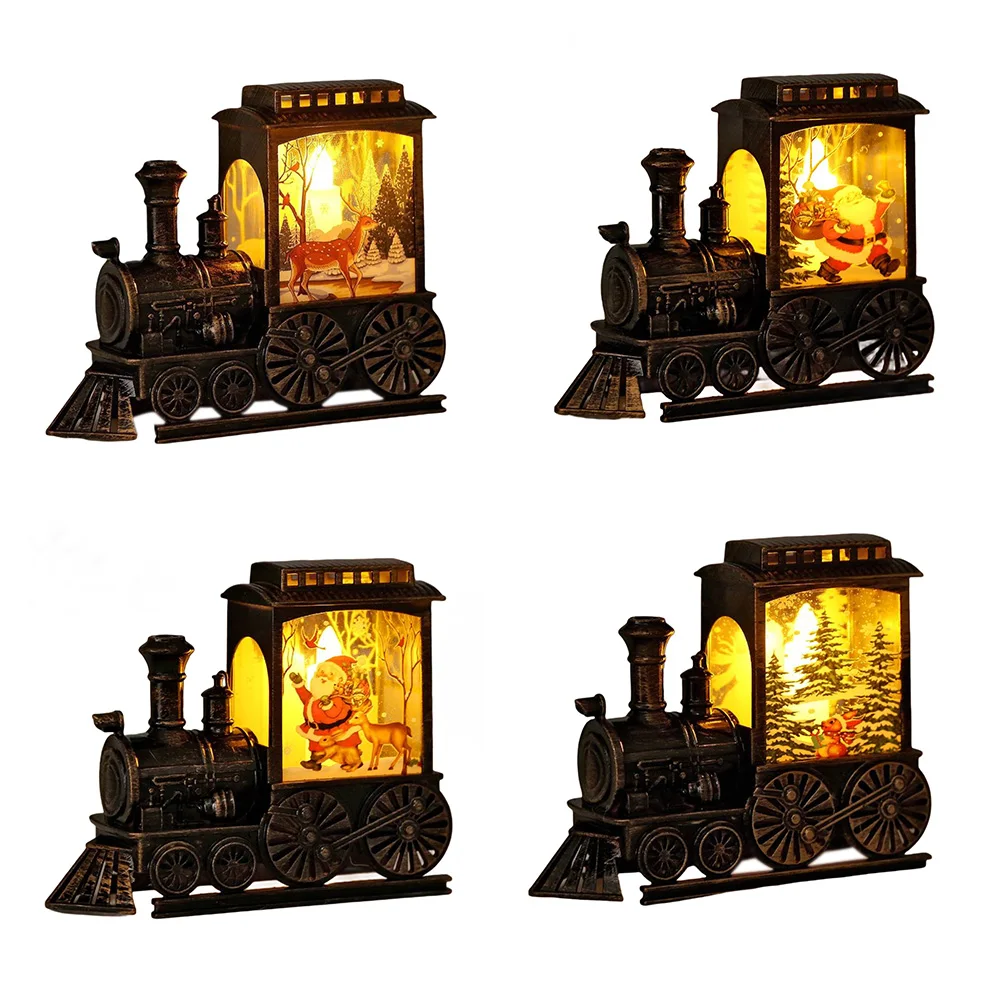 Vintage trein nachtlamp LED-nachtverlichting Draagbare tafellampen Nachtlampje op batterijen voor kerstversiering