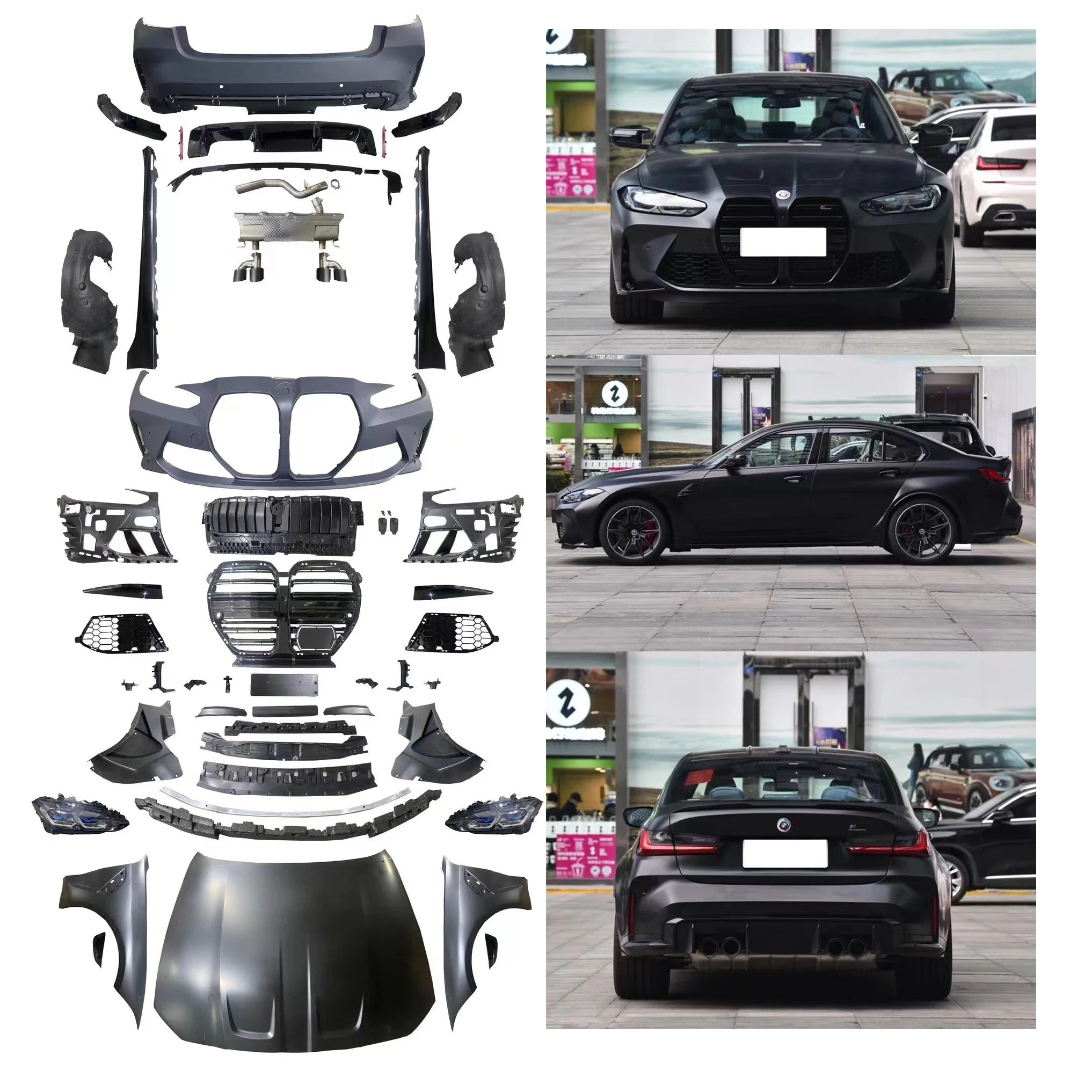 PP m3 wide body kit for  G20 G28 upgrade G80 M3 1:1  with front bumper rear bumper headlights parts