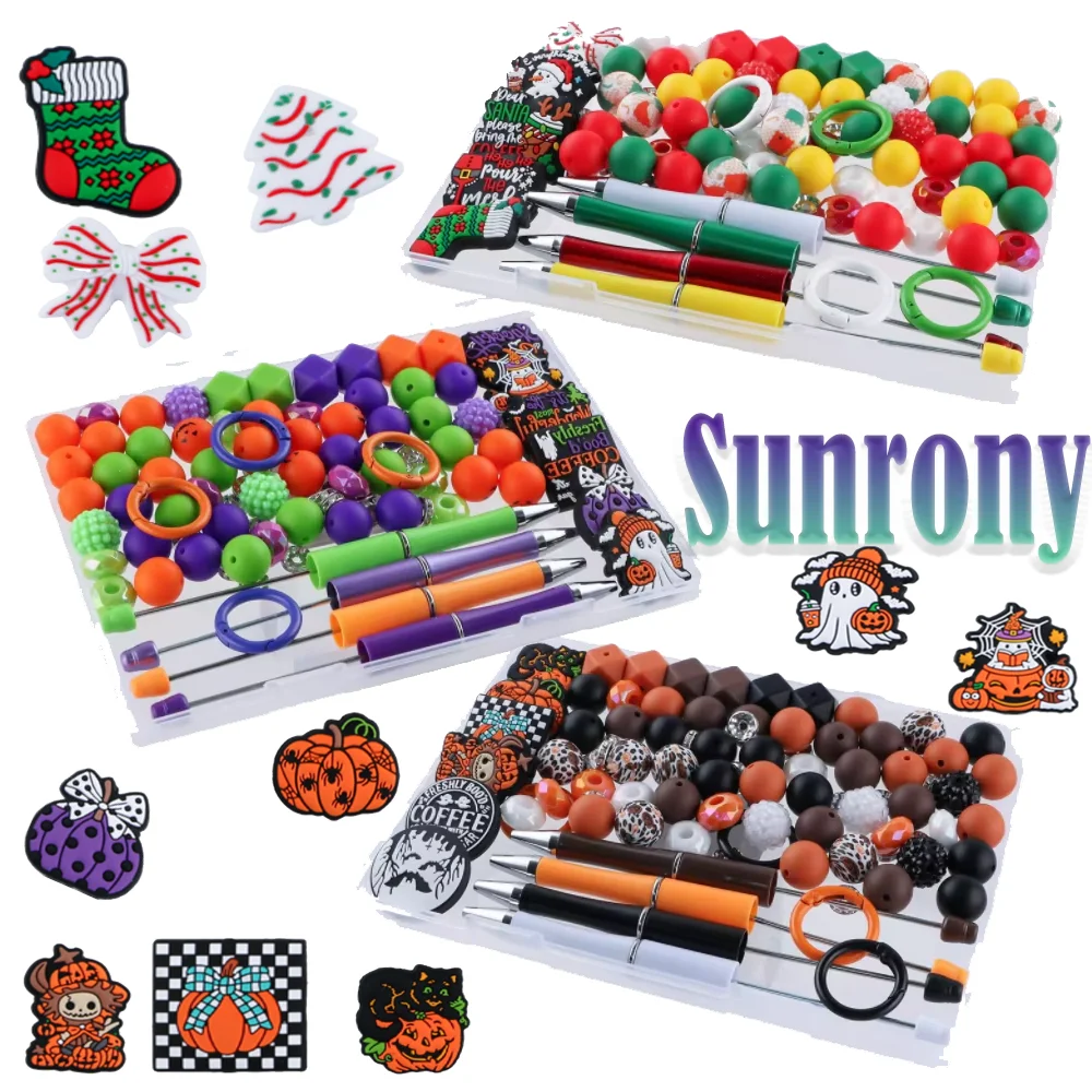 

Sunrony 90pcs New Silicone Focal Beads Acrylic Bead Pen Kits For Jewelry Making DIY Beadable Pen KeyChain Earring Accessories