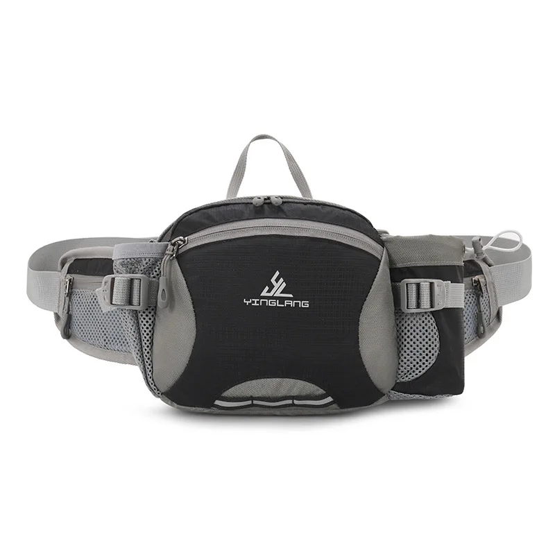Nylon Waterproof Waist Bag with Bottle Holder Shoulder Crossbody Bag Outdoor Sports Hiking Running Cycling Bag for Man Women