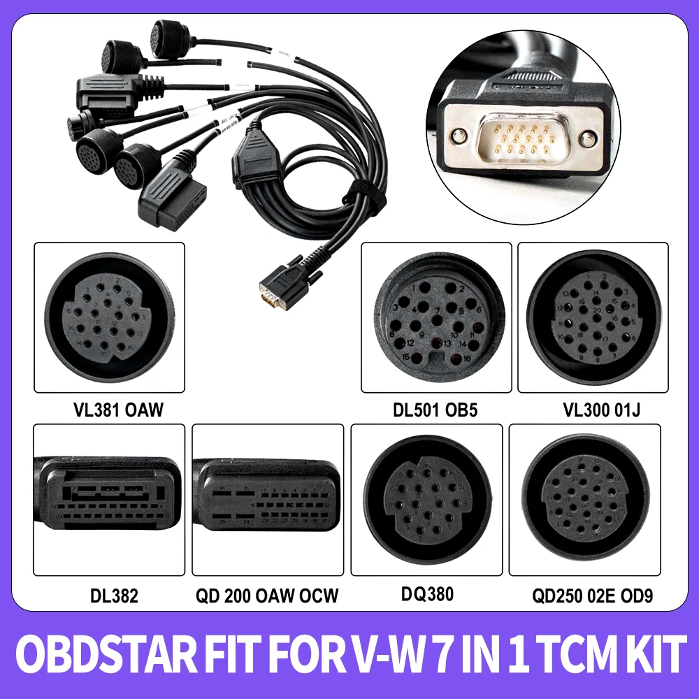 OBDSTAR 7-in-1 TCM Cable Kit for V-W/Au-di TCM Support ECU Clone Read & Write MAP Bench OBD Cables Work with DC706 OBDSTAR Tools