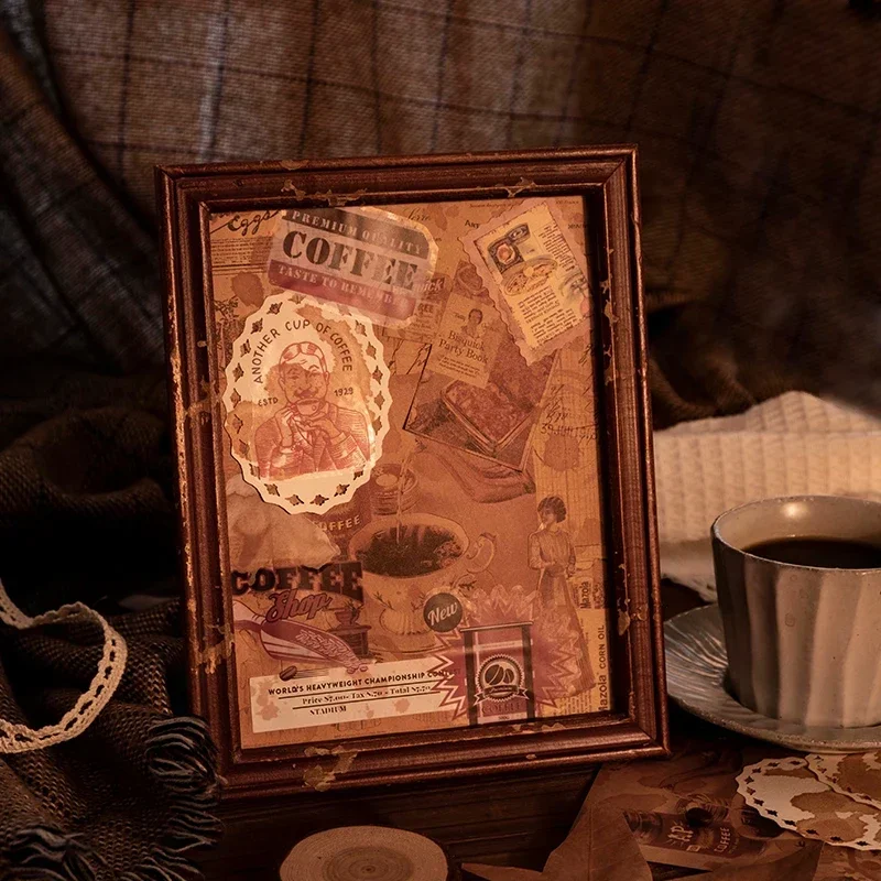 

30 PCS Coffee Impression Coffee Stain Handbook Decoration Bag Children's Lace Literature Retro 8 Models