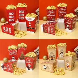 Christmas Popcorn Box Candy Snack Cookies Xmas Favor Bag Christmas Decorations for Home 2024 Navidad Noel Gifts New Year 2025