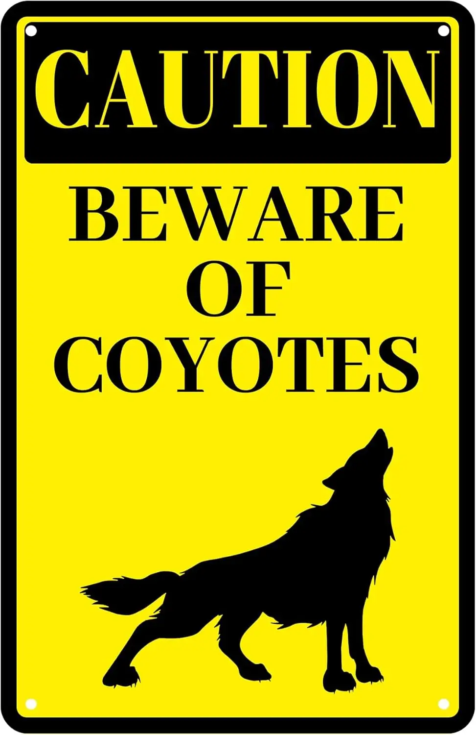 Warning Of Wolf Sign- Caution Beware Of Coyotes- Vintage Metal Tin Sign Gifts Tin Sign Yard Signs Halloween Christmas Decor For