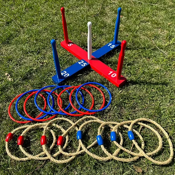 Rustic Ring Toss Game Hemp Rope Rings Outdoor Lawn Team Building Interactive Party Game