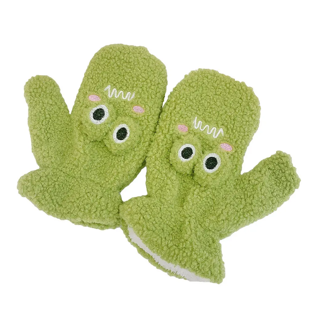 1Pair Cartoon Frog Gloves Winter Hand Protector Soft Warm Gloves for Children Adults Cold Proof Windproof Winter Supplies