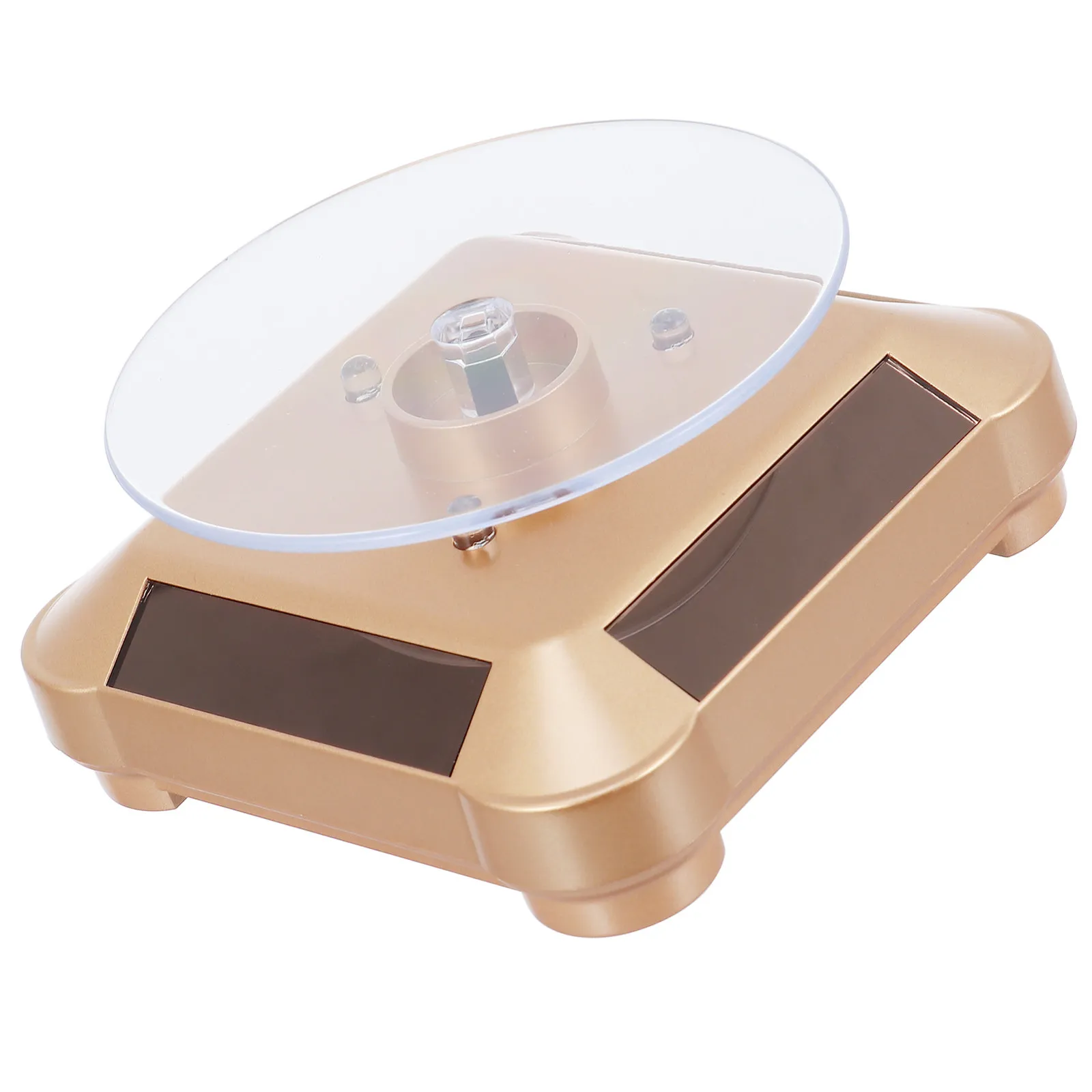 Rotating Display Stand with 360 Degree Rotation Solar Panels on 4 Sides for Jewelry Watch Mobile Phone Camera Collectibles
