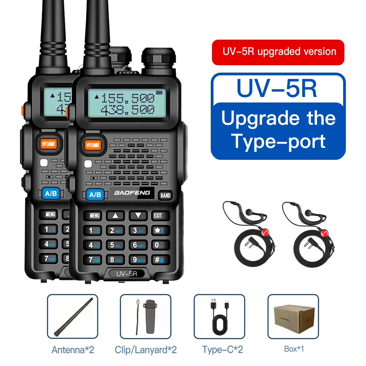 1 PC/2 PCS baofeng uv 5r USB Lange Afstand Ham Amateur Met FM Radio Lange Afstand Draagbare twee Manier Radio Baofeng CB Radio walkie talkie