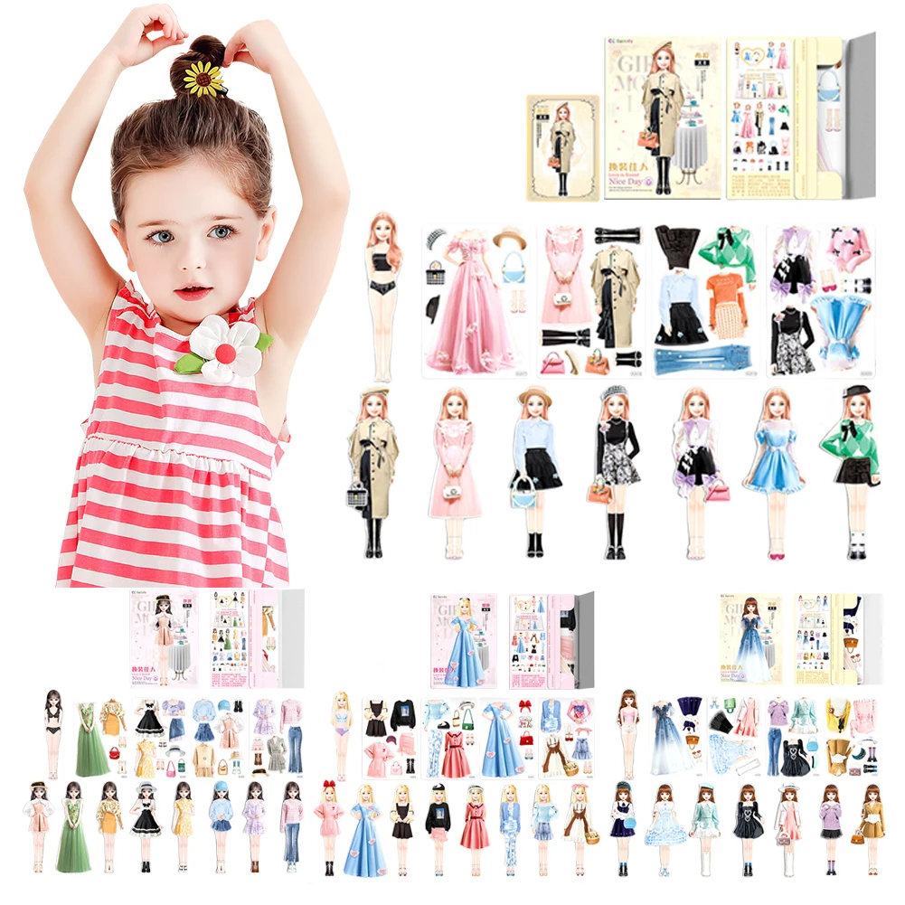 

Magnetic Dress Up Set Paper Doll Dress Set Preschool Learning Toys Clothes Puzzle Outfit Cultivate Aesthetics for Girls Boys