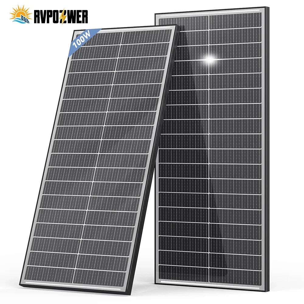 RVPOZWER 400W/200W/100W Bifacial Solar Panels 18BB Mono Cells High Efficiency Module RV Power Marine Boat Outdoor Off Grid