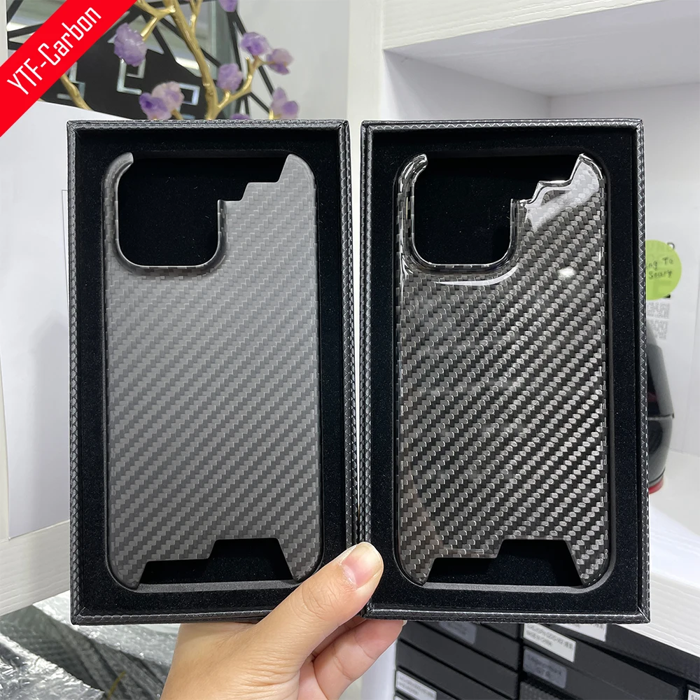 

YTF-carbon real carbon fiber phone case For iphone 15 PRO MAX case forged pattern design explosion-proof back shell 15PRO