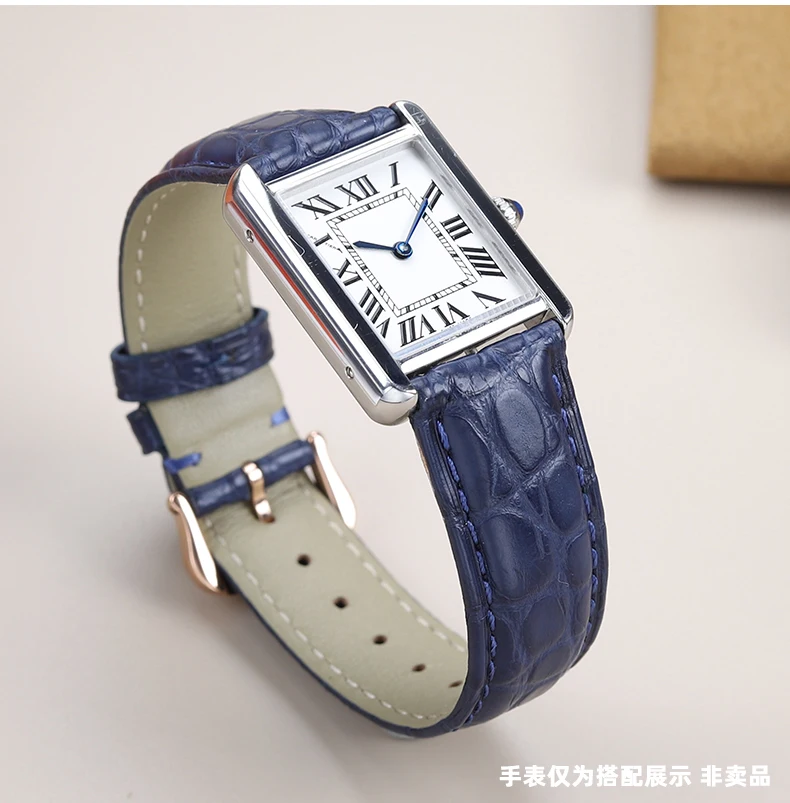 ل كارتييه تانك مفتاح لندن سولو حزام ساعة رجالي ونسائي-رائعة 17 مللي متر/18 مللي متر/20 مللي متر سوار جلد التمساح الأصلي