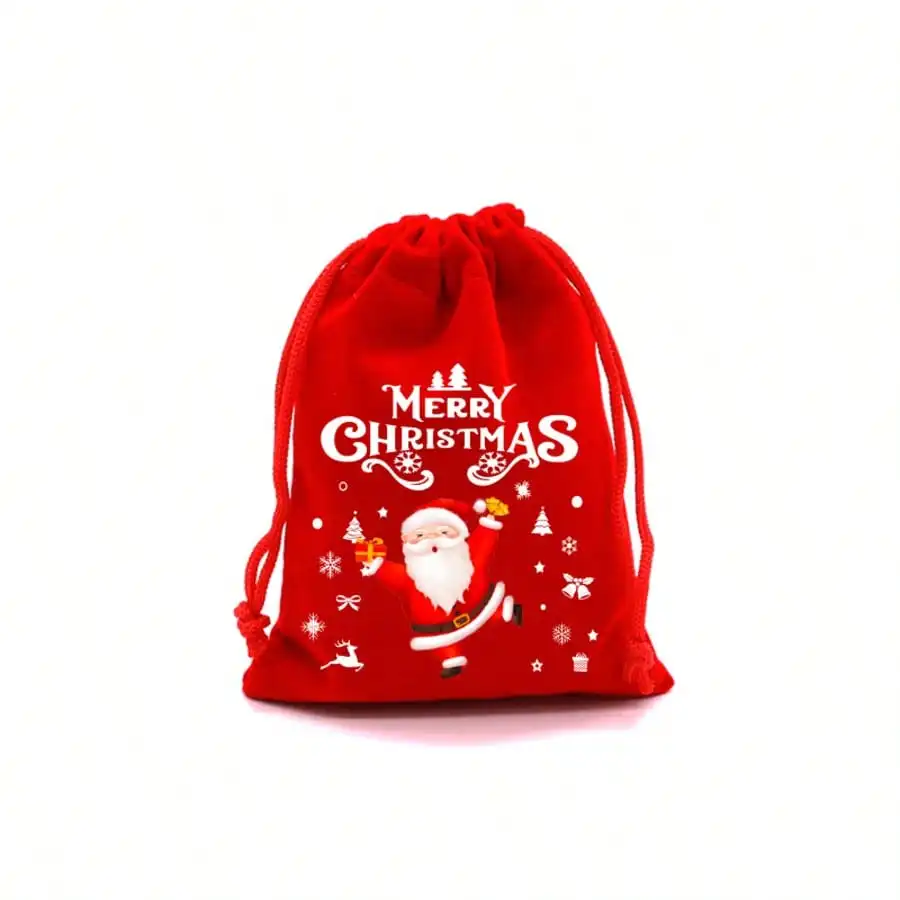 10pcs Large Christmas Velvet Drawstring Gift Bags, 12 Xmas/Halloween Random Patterns