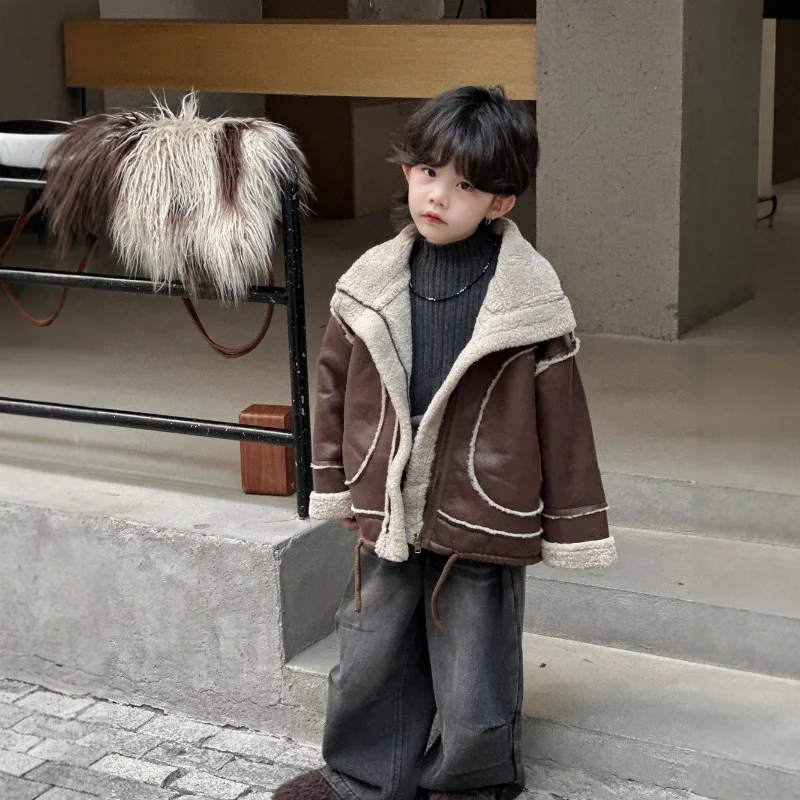 

Children's Fur One-piece Coat 2025 Autumn and Winter New Baby with Plush and Thick Clothes, Boys' Stylish Warm and Trendy