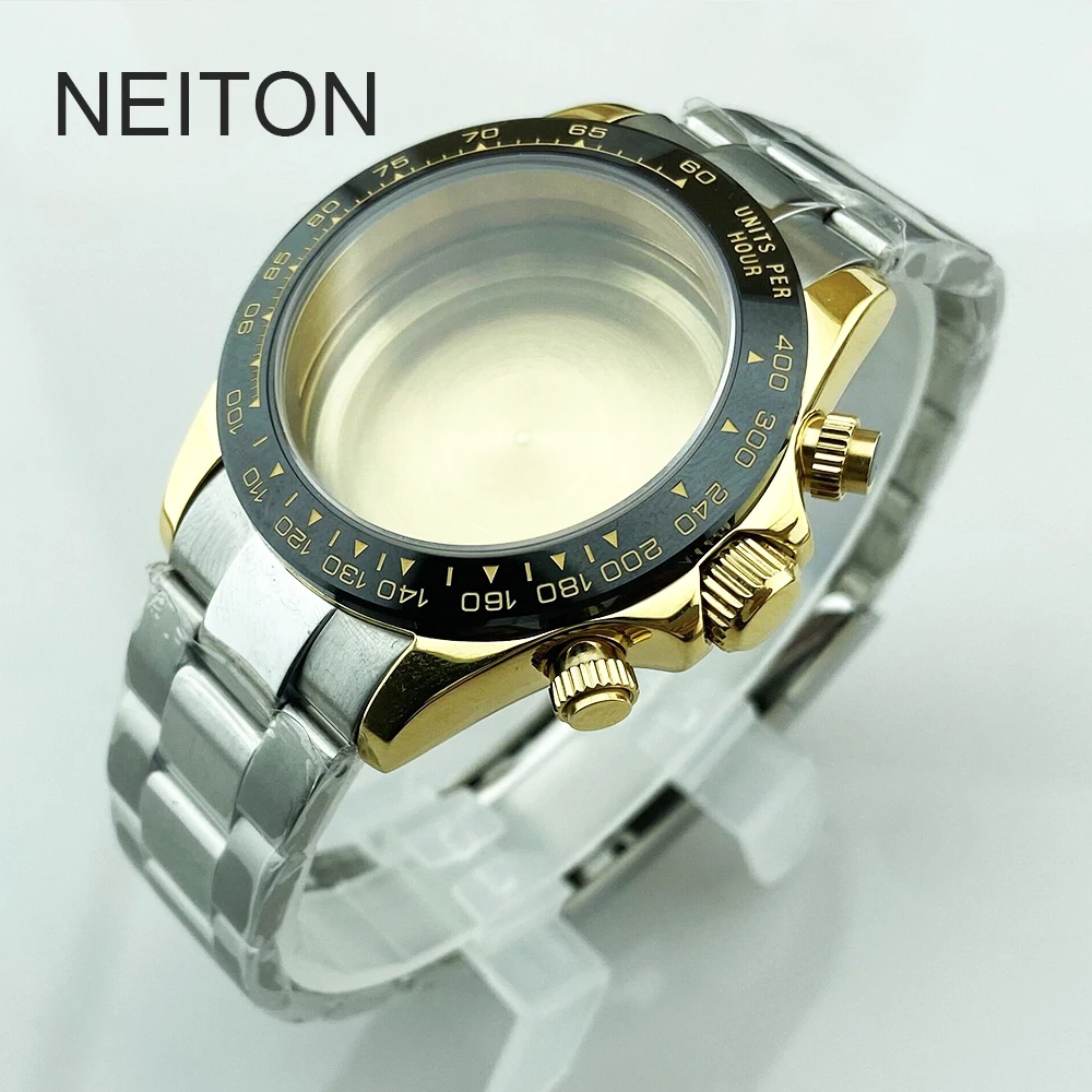 NEITON 40mm Sapphire Glass Quartz stainless steel case Fit  VK63 Quartz movement Case