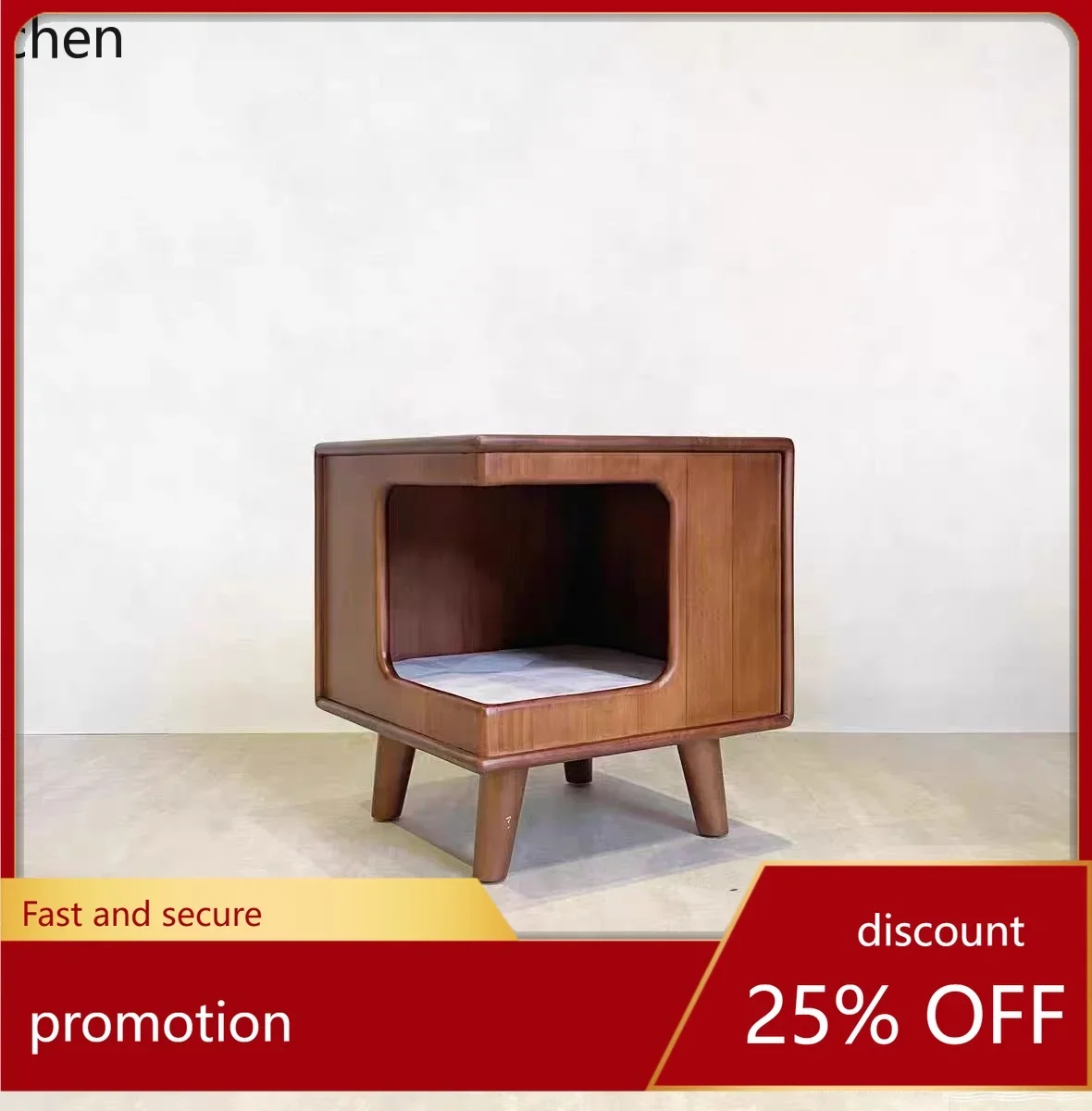 HT solid wood semi-closed cat nest villa bench bedside table universal cat kennel stool for all seasons