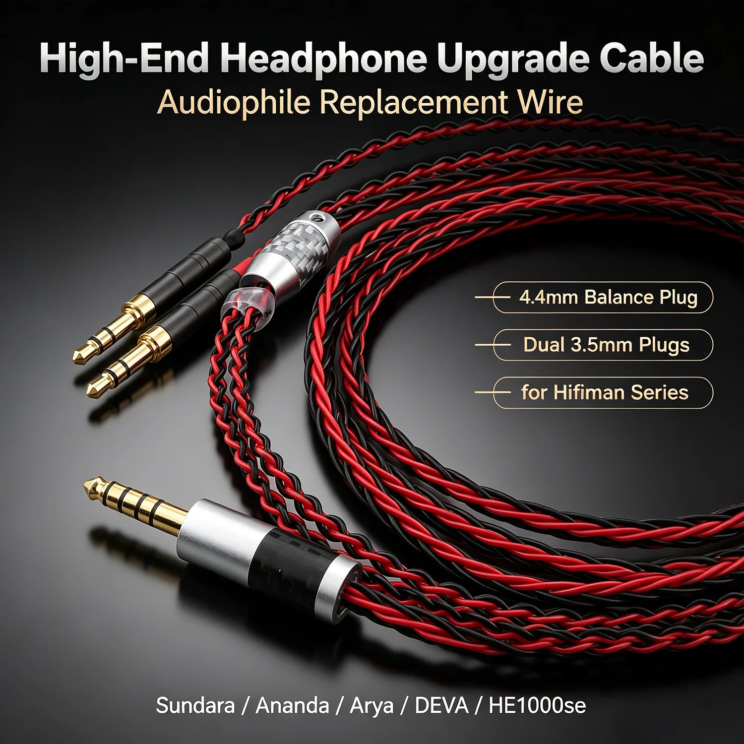 OCC Silver Plated Headphone Upgrade Cable for Hifiman Sundara Ananda Arya DEVA HE1000se