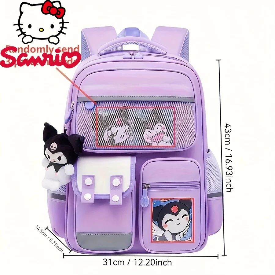  Kuromi Lightweight Backpack Adjustable Shoulder Straps Multiple Pockets Organizational Compartments Student Bag School