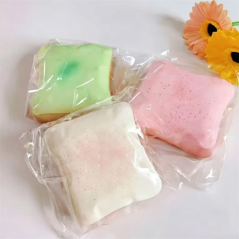 10cm Simulation Soft Square Toast Slow Rising Squishy Macaron Color Scented Stress Relief Squeeze Toy for Adults Office Desk Use