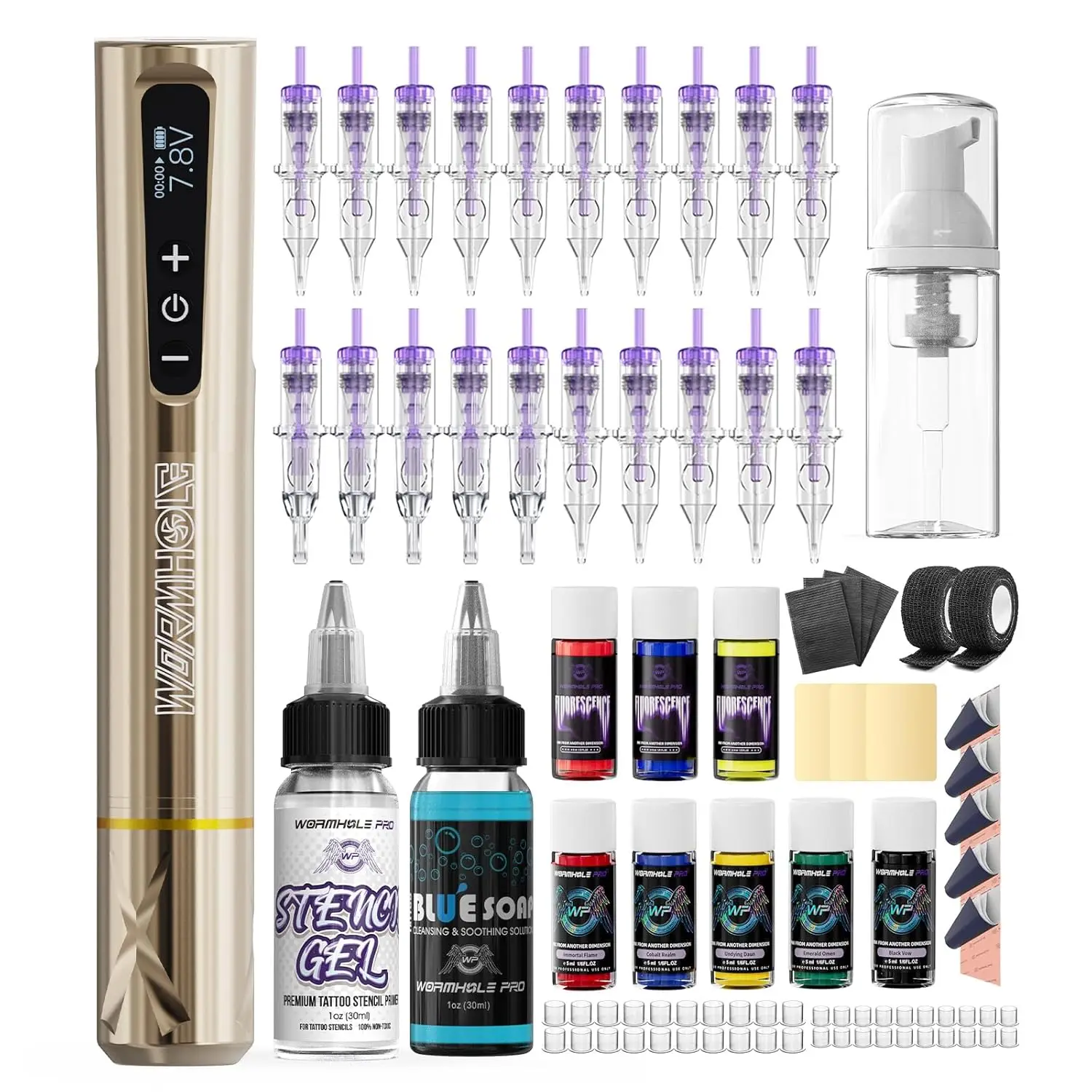

Wireless Tattoo Pen Kit with UV Ink, Complete 83-Piece Set for Small Tattoos and Eyebrows