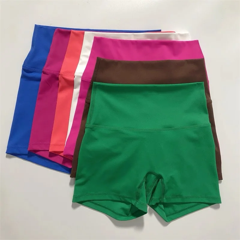 Women's High Waist 3/4 Yoga Shorts Naked Soft Skin-Friendly Breathable Solid Color Compression Shorts for Sports Running Workout