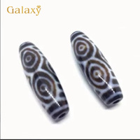New Natural Agated  Dragon Eye Pattern Black Tibetan Dzi Beads For Making DIY Jewelry Oval Grade AAA Agates Loose Bead 12x38mm