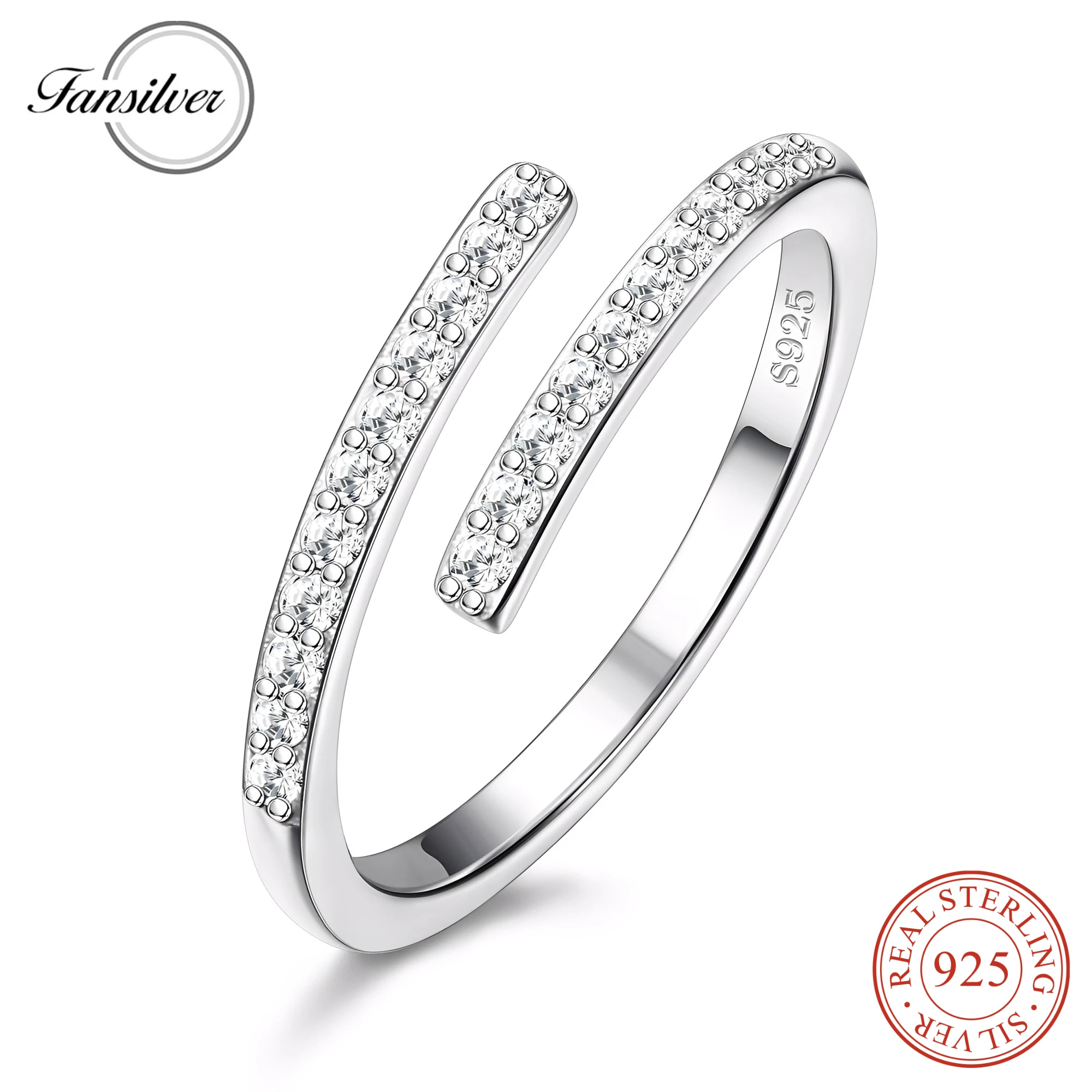 

Женское Открытое кольцо из серебра 925 пробы с фианитом, 2 мм