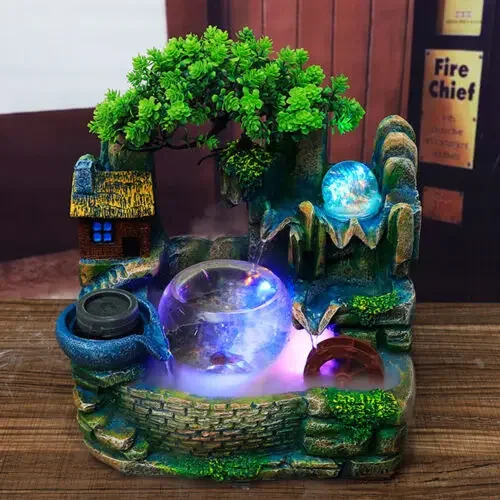 

Desktop Fountain Waterfall Fish Bowl Feng Shui Landscape Rockery Indoor Ornament