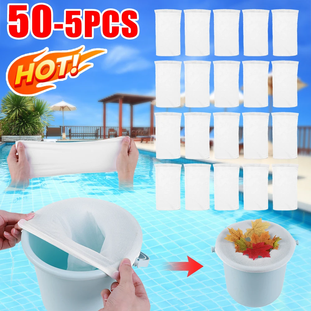 5-50PCS Pool Skimmer Socks Cleans Debris and Leaves Baskets Filters Fish Tank Mesh Bag Round Swimming Pool Mesh Filter Access