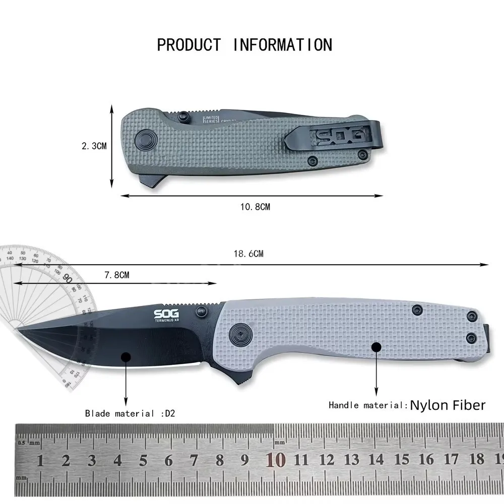 Folding Pocket Knife D2 Blade Nylon Fiber Handle Utility EDC Outdoor Camping Survival Knives Kitchen Fruit Cutter Gift