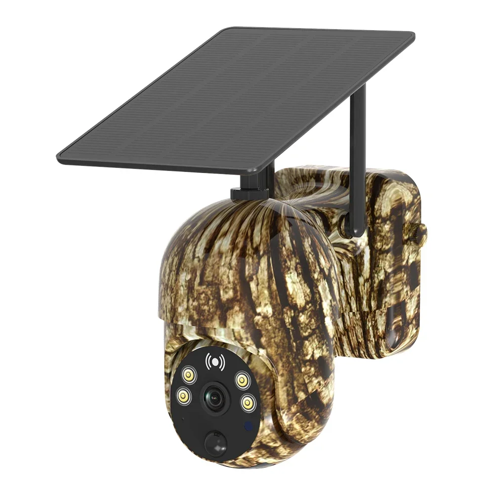 Tuya EU-4G Tree Color Hidden Trail Hunting Camera Wildlife Camera Trap PTZ 360 Degree Wide Angle 10400mAh Battery 6W Solar Panel