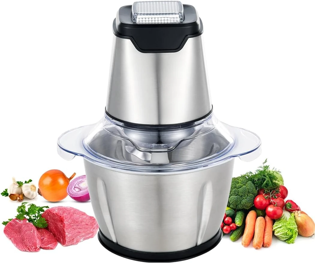 HAOYUNMA Food Chopper, 5 Cup Food Processor Mini Electric, 1.2L 250W Meat Grinder with 4 Bi-Level Blades, Stainless Steel Mincer